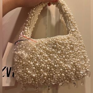 Zara NWT Pearl-studded mini bag